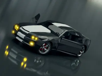 Low Poly Car chevrolet camaro Low-poly 3D model