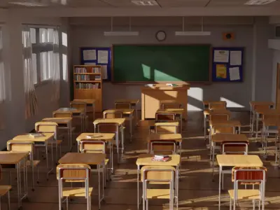 Stylized Anime Classroom - 3D Scene for Games and Animation 3D model