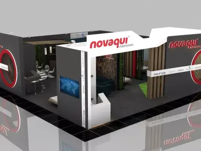 Booth Exhibition Stand 2 Side Open  Stall 14x13m Height 400 cm 3D model