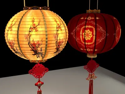 Chinese red lantern  3D model 32