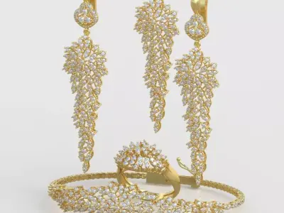 Ring Bracelet Earring and Pendant Set 3D printable model 0031 3D Model Pack