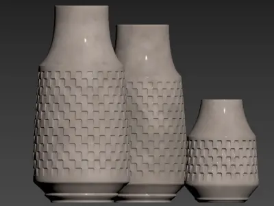 Wheel-thrown pottery vases 3D model