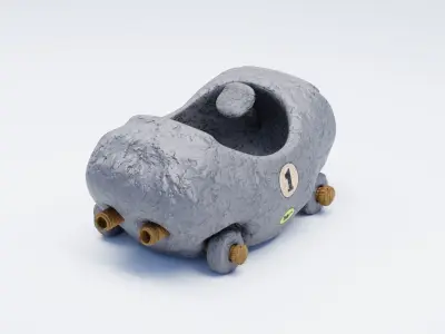 Race Car 01 Stone Car Wacky Races 3D model