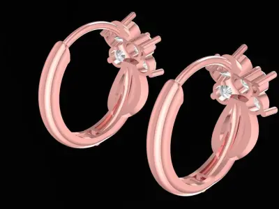 Flower Diamond Hoop Earrings 2422 3D print model