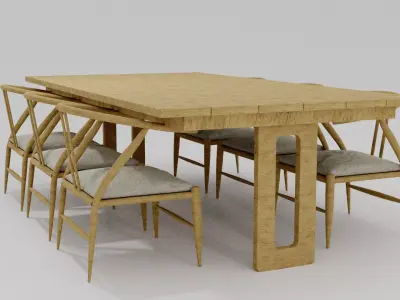 dinning set dining table with six chairs Free 3D model