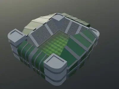 Football Stadium - Dark Green Low-poly 3D model
