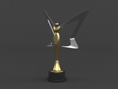 Gold Trophy Cups 3D model 12