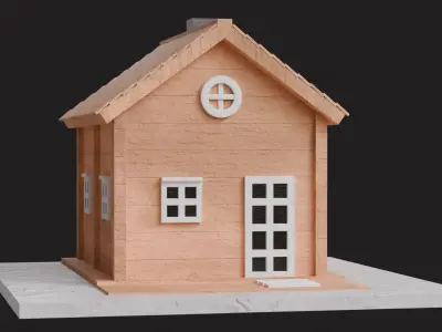Cute Cartoon Small Wood House 03 3D model