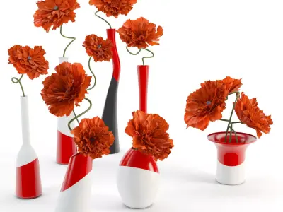 Poppies Low-poly 3D model