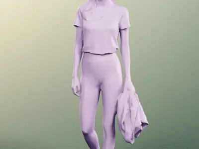 Jule 13393 - Walking Casual Woman Holding Jacket Low-poly 3D model