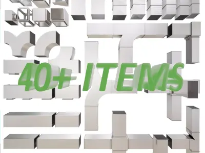 Square HVAC Ducting Pack Low-poly 3D model