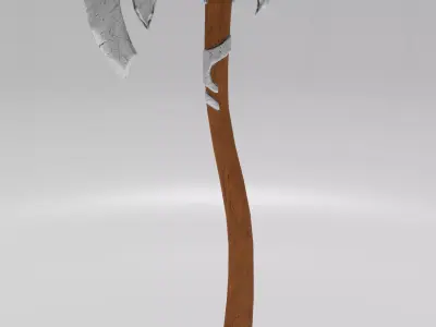 Medieval axe with a double-edged blade Free low-poly 3D model