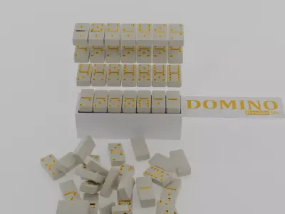 White and Gold DOMINO SET Low-poly 3D model