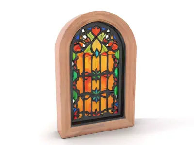 Elegant Stained Glass Window model pack Low-poly 3D model