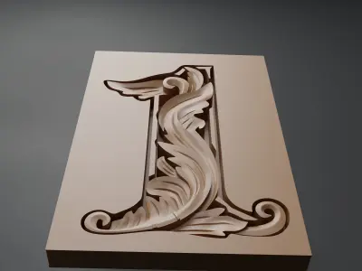 Decorative carved number 1 base mesh 3D model