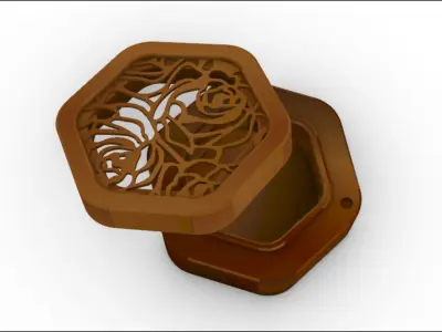 Ring box with two different decor 3D model