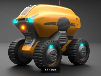 Sci-Fi Droid Robot Vehicle Collection  3D Model Pack