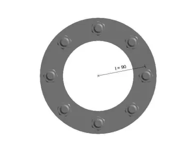 PVC Flange W Bolts - Auto size- Size - 25mm-250mm 3D print model