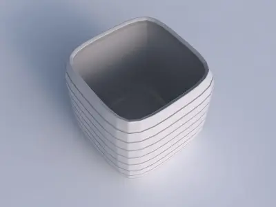 Vase quadratic stumpy with hard horizontal dents 3D print model