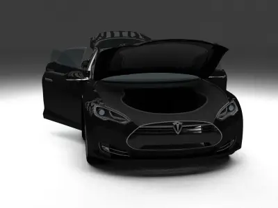 Tesla Model S with interior 3D model