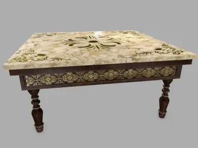 Table marble tile Low-poly 3D model