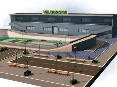 Velodrome Velo Track Cycling Track Low-poly 3D model