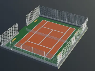 Tennis Court - South Korea Low-poly 3D model