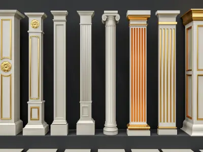 Classic columns carvings and gypsum cornice 6 Low-poly 3D model