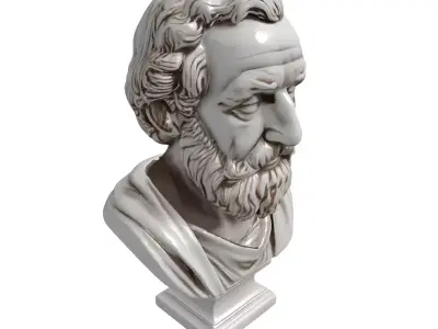 Ancient Greek Philosopher Marble Bust Low-poly 3D model