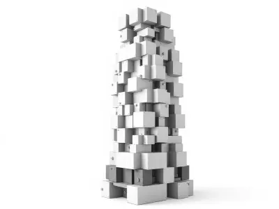 Modern Cubic Tower model pack Low-poly 3D model