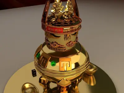 Chinese gold ingot 3D model