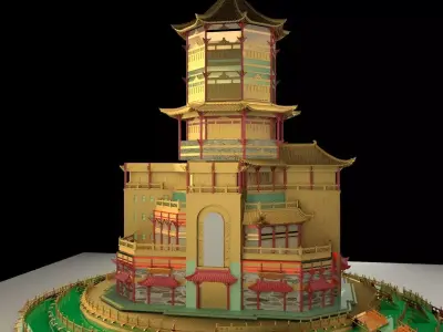 Chinese ancient tower house 3D model