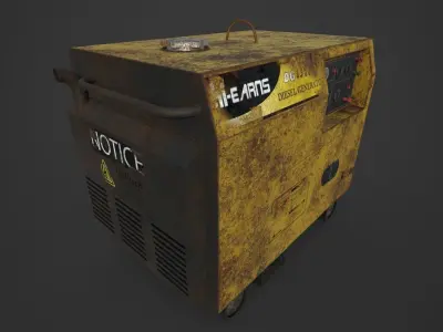 Old Rusted Power Generator Low-poly 3D model