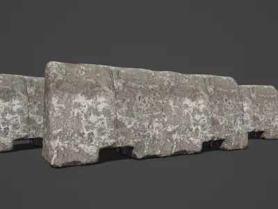 Concrete Barricade Lowpoly 3D Model Low-poly 3D model