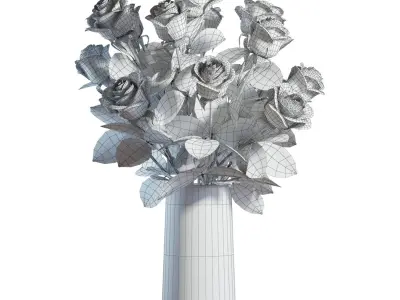 Flower Set 05 - Yellow Roses Bouquet 3D model