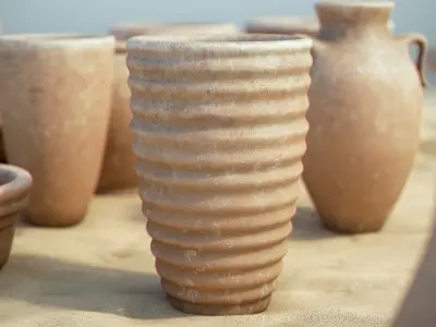 Handmade clay pots collection 3D model