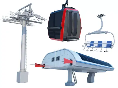 Cableway Car Lift 3D model