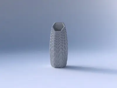 Vase bent hexagon with wavy grid piramides 3D print model