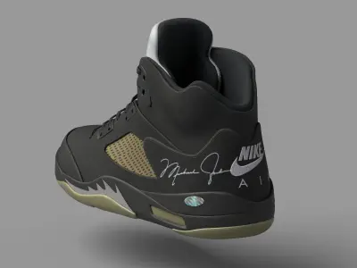 Nike Air Jordan 5 Retro Black Metallic 3D model