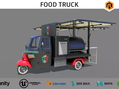 Food Truck Low-poly 3D model