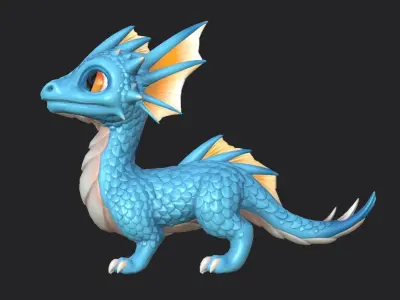 Baby Dragon Low-poly 3D model