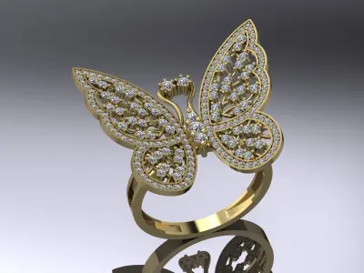 Butterfly Jewelry Ring Gold 3D print model