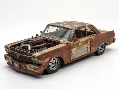 Post-Apocalyptic Custom Muscle Car 3D Model Low-poly 3D model