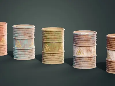 Old oil barrels Free low-poly 3D model
