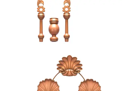 5 Work Place Low-poly 3D model