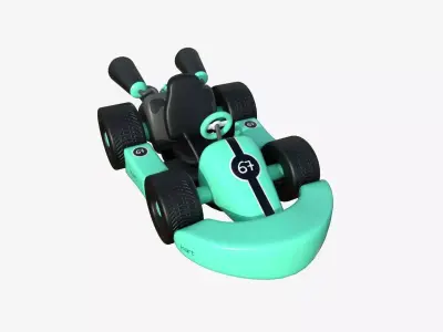 Cartoon Kart C10 Aqua - Vehicle Racing Design Low-poly 3D model