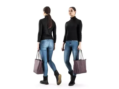 Woman casual style 37 Low-poly 3D model