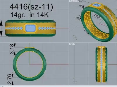 Emerald Bezel Setting Band 4416 3D print model