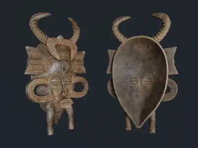 African Decor Mask 10 Low-poly 3D model