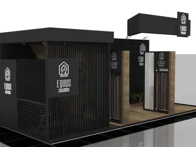 Booth Exhibition Stand 3 Side Open  Stall 900x350xm Height 350cm 3D model